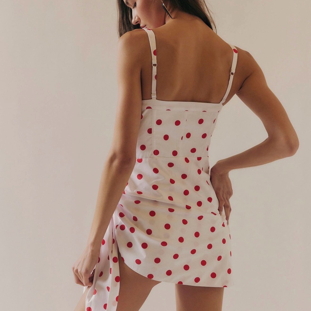 White Dress with Red Polka Dots - Picture 3 of 7